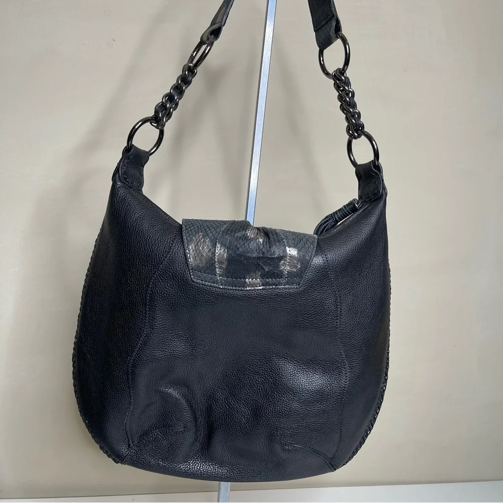 CHI Designed by Falchi Snakeskin & Pebble Leather Shoulder Bag